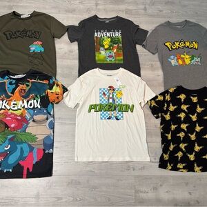 Old Navy Kids Pokémon Graphic Tees - Black, Gray, White, Green